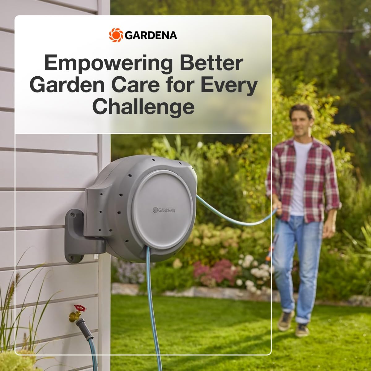GARDENA 20502-80 Retractable Garden Hose Reel, 75' x 1/2" Hose