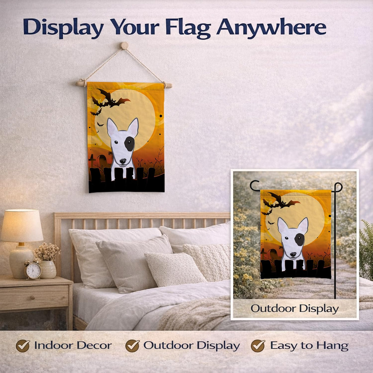 Caroline's Treasures BB1767GF Halloween Bull Terrier Garden Size Flag, Small