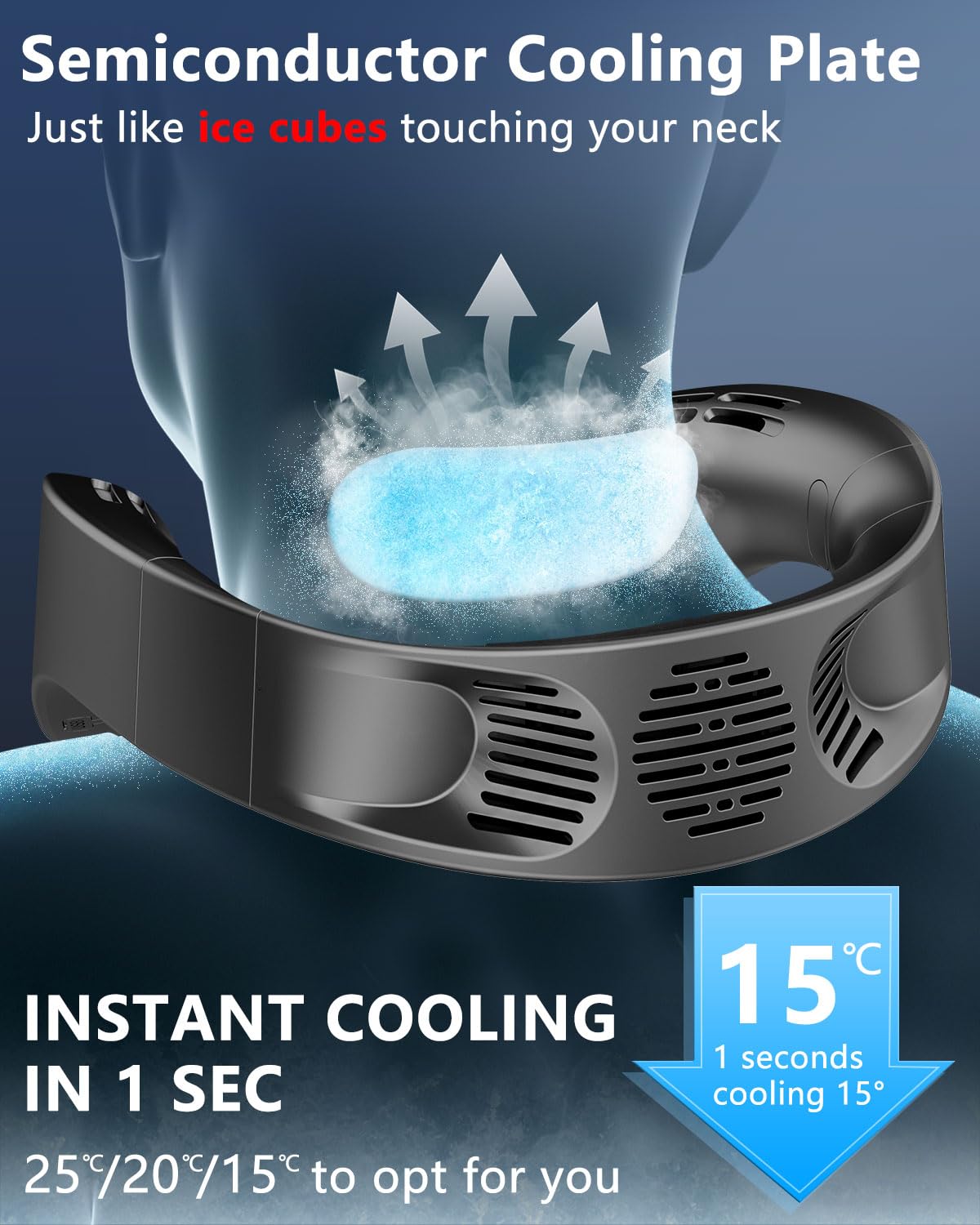 Neck Fan with Cooling Plate, 5500mAh, Black