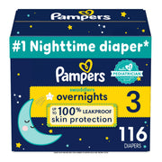 Pampers ZZZ Overnight Diapers, Size 3, 116 Count