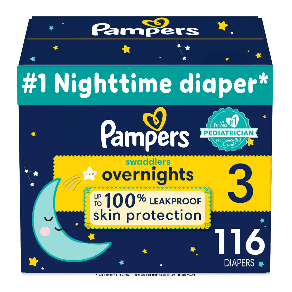 Pampers ZZZ Overnight Diapers, Size 3, 116 Count