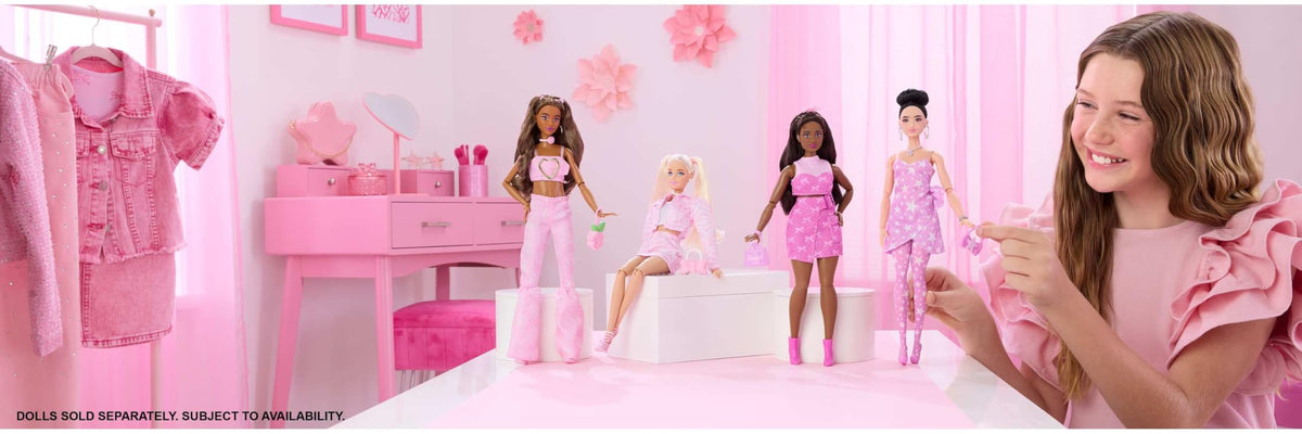 Barbie Deluxe Style Doll #9, Blonde Hair, Pink Denim Outfit