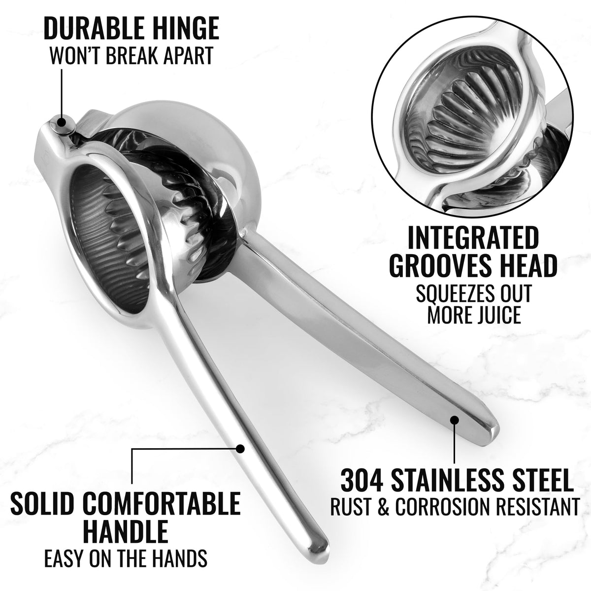 Zulay Large Stainless Steel Lemon Squeezer, Heavy Duty