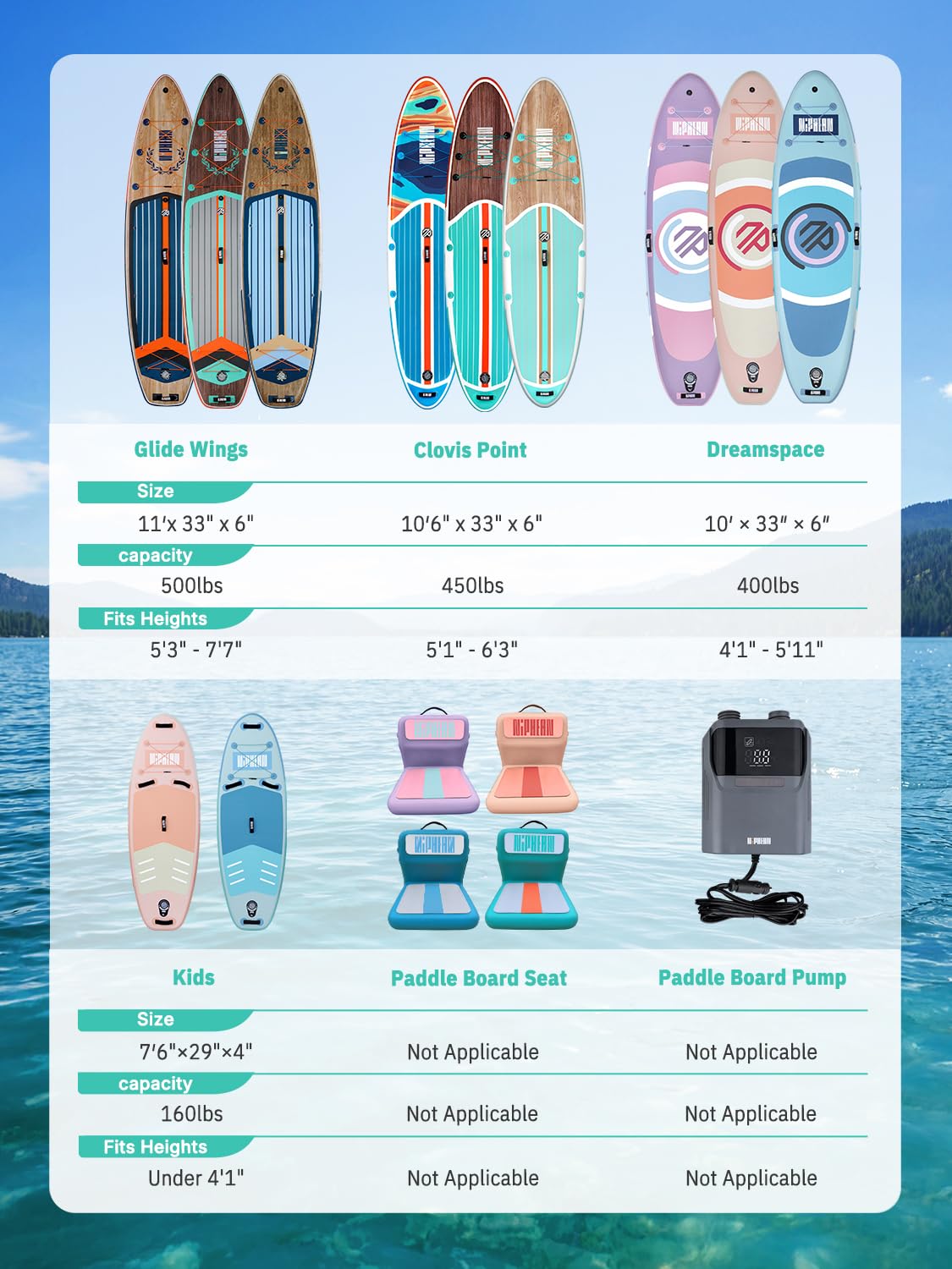 Niphean Inflatable Stand Up Paddle Board with Accessories, 10'6"