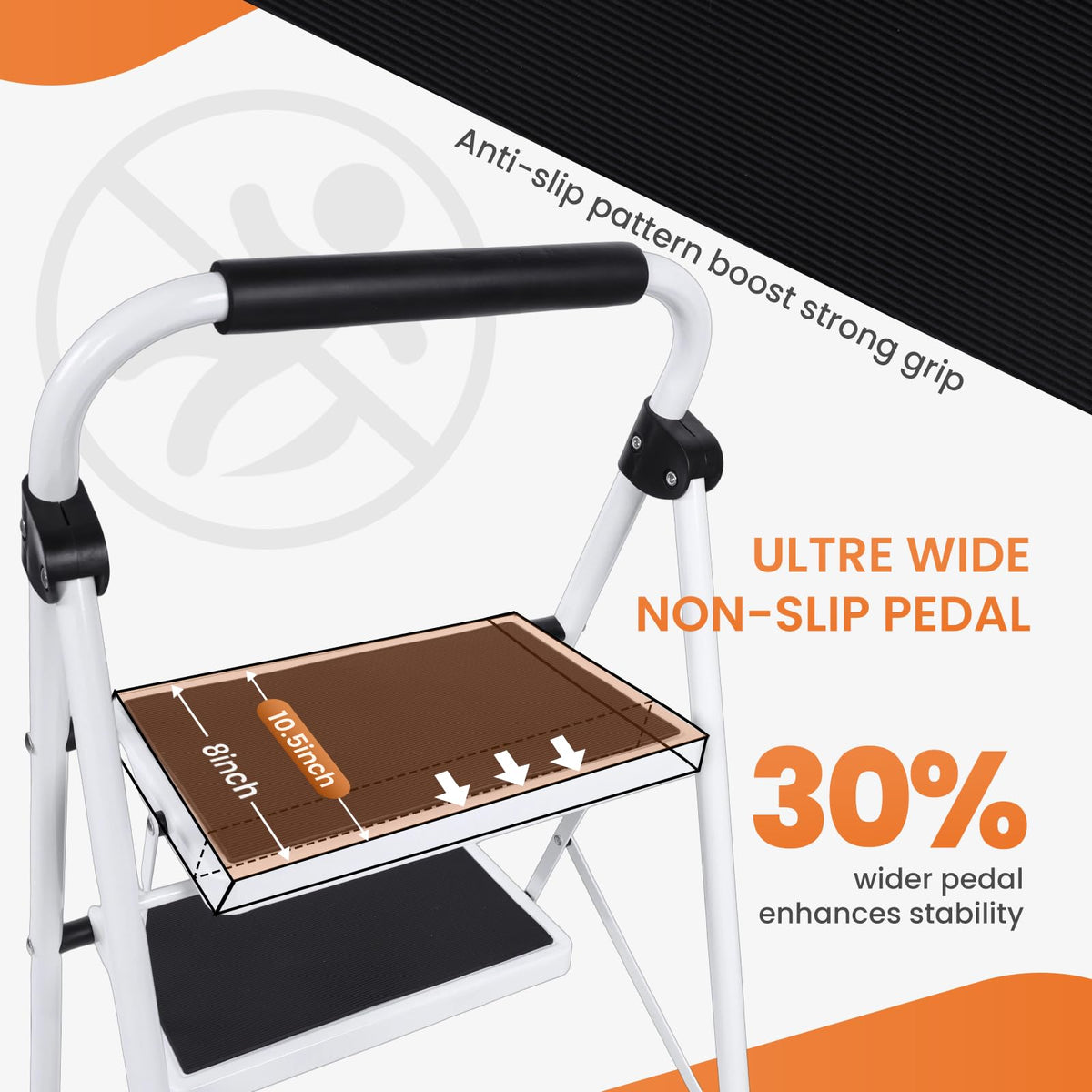 Sweetcrispy 3 Step Ladder Folding Step Stool, Anti-Slip Pedal