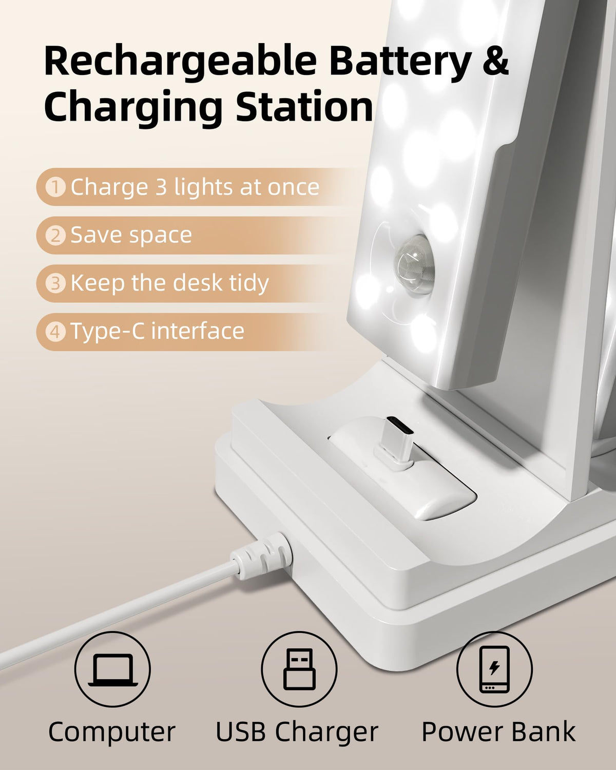 EZVALO Rechargeable Under Cabinet Lights, 6 Pack