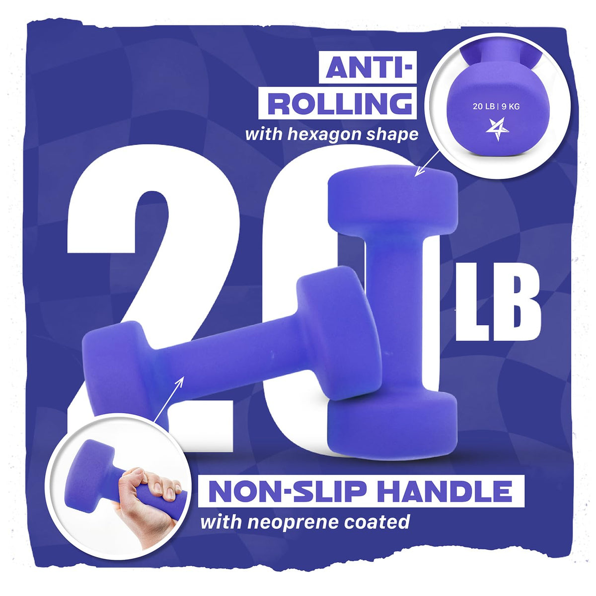 Yes4All Neoprene Dumbbells Pair, M. Purple, 20lbs