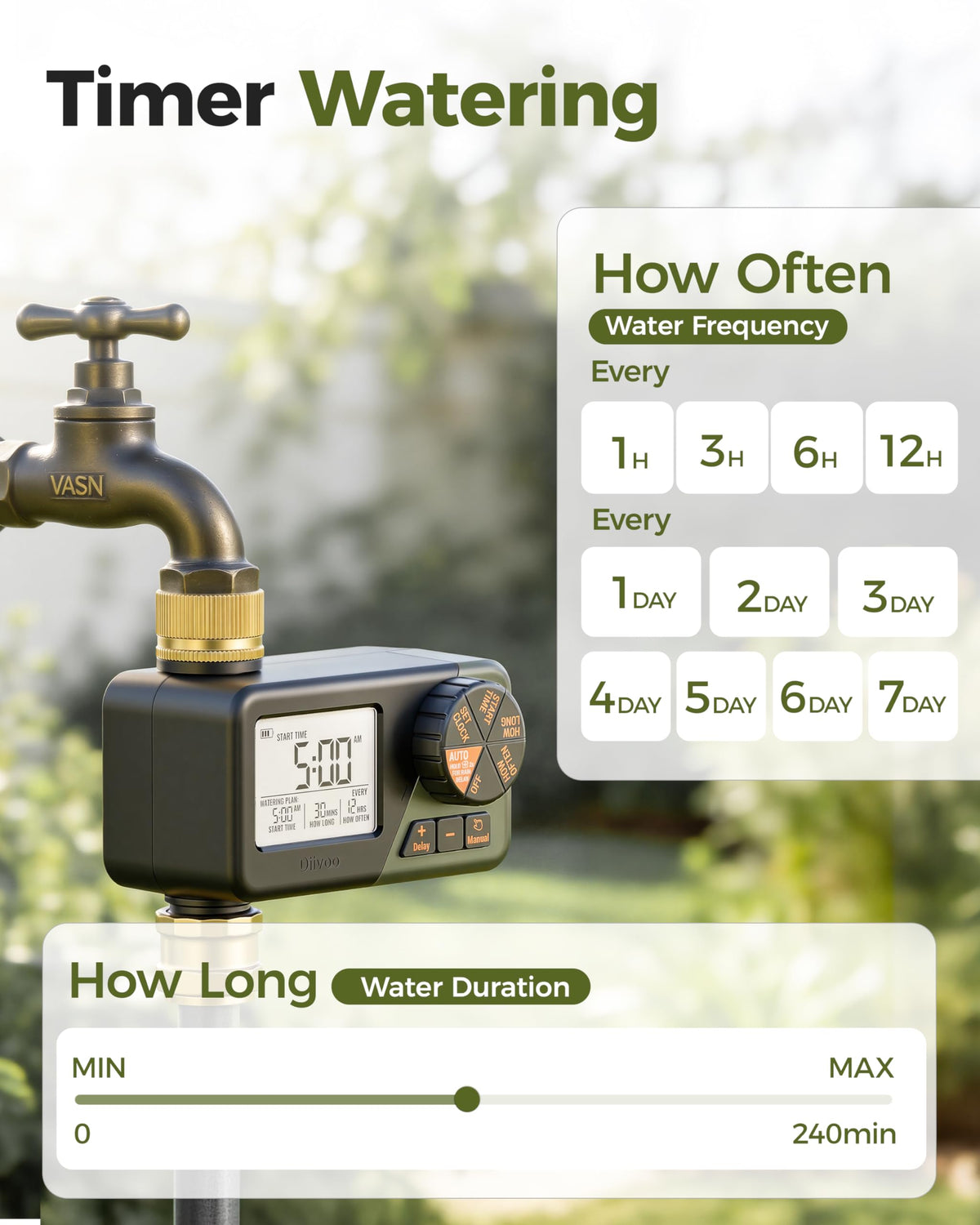 Diivoo Water Sprinkler Timer with Brass Inlet & Outlet