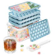 Optish Round Ice Cube Trays with Lid and Bin, 3 Pack, 99 PCS