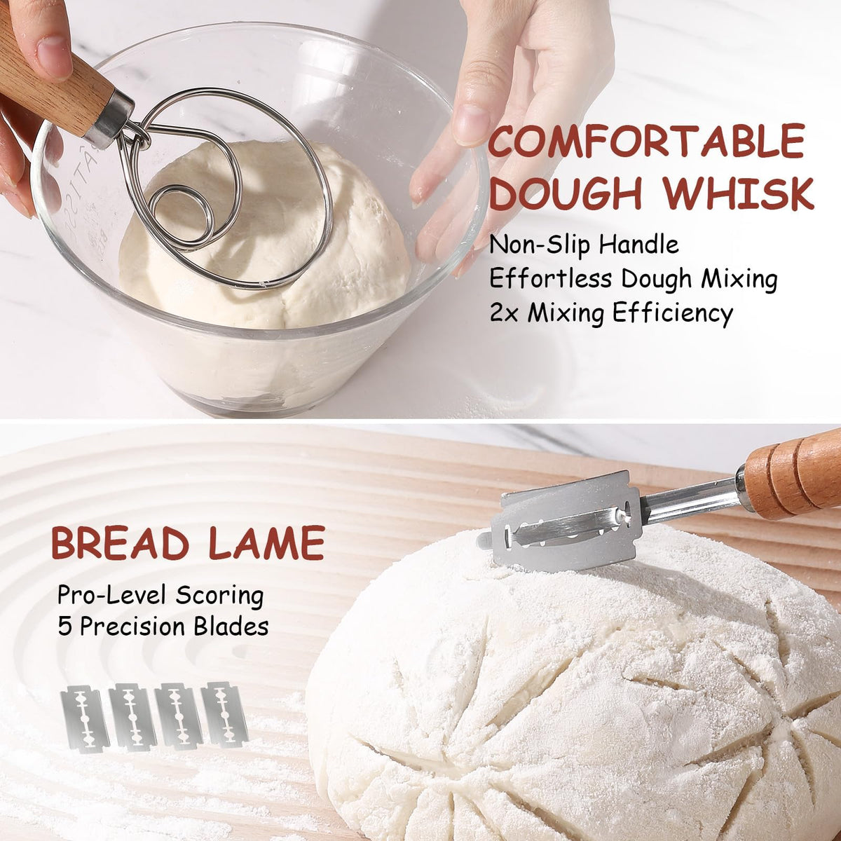 Koackl Sourdough Bread Starter Kit with Banneton Proofing Baskets