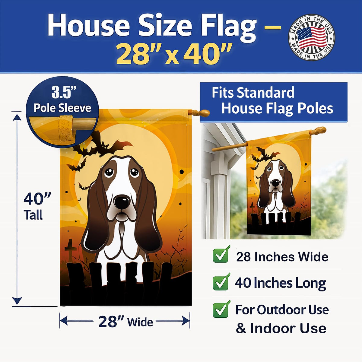 Caroline's Treasures BB1801CHF Basset Hound Canvas House Flag, Large