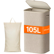 Lifewit 105L Collapsible Laundry Hamper with Lid, Beige