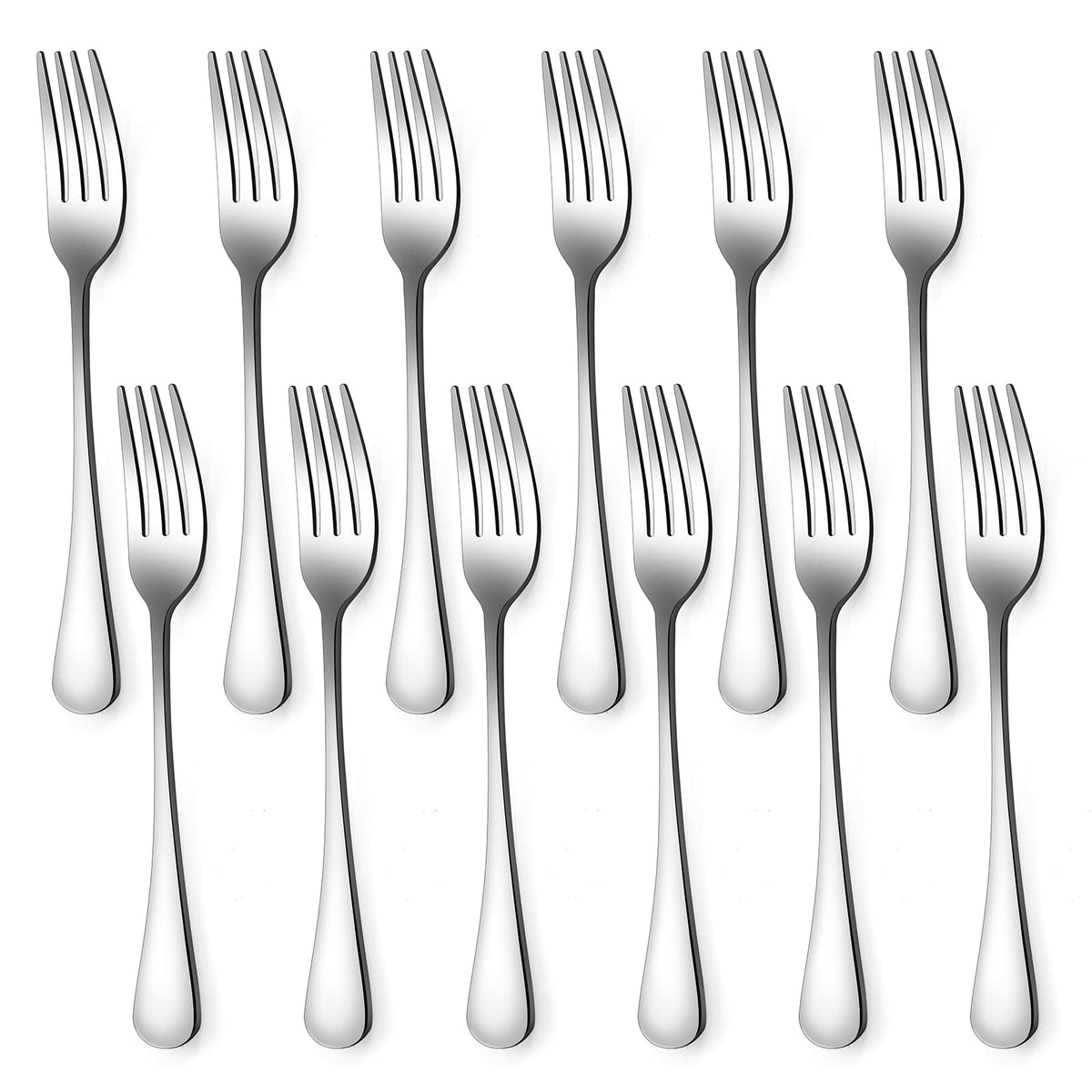 Stainless Steel Dinner Forks Set of 12, 8 Inch, Silver