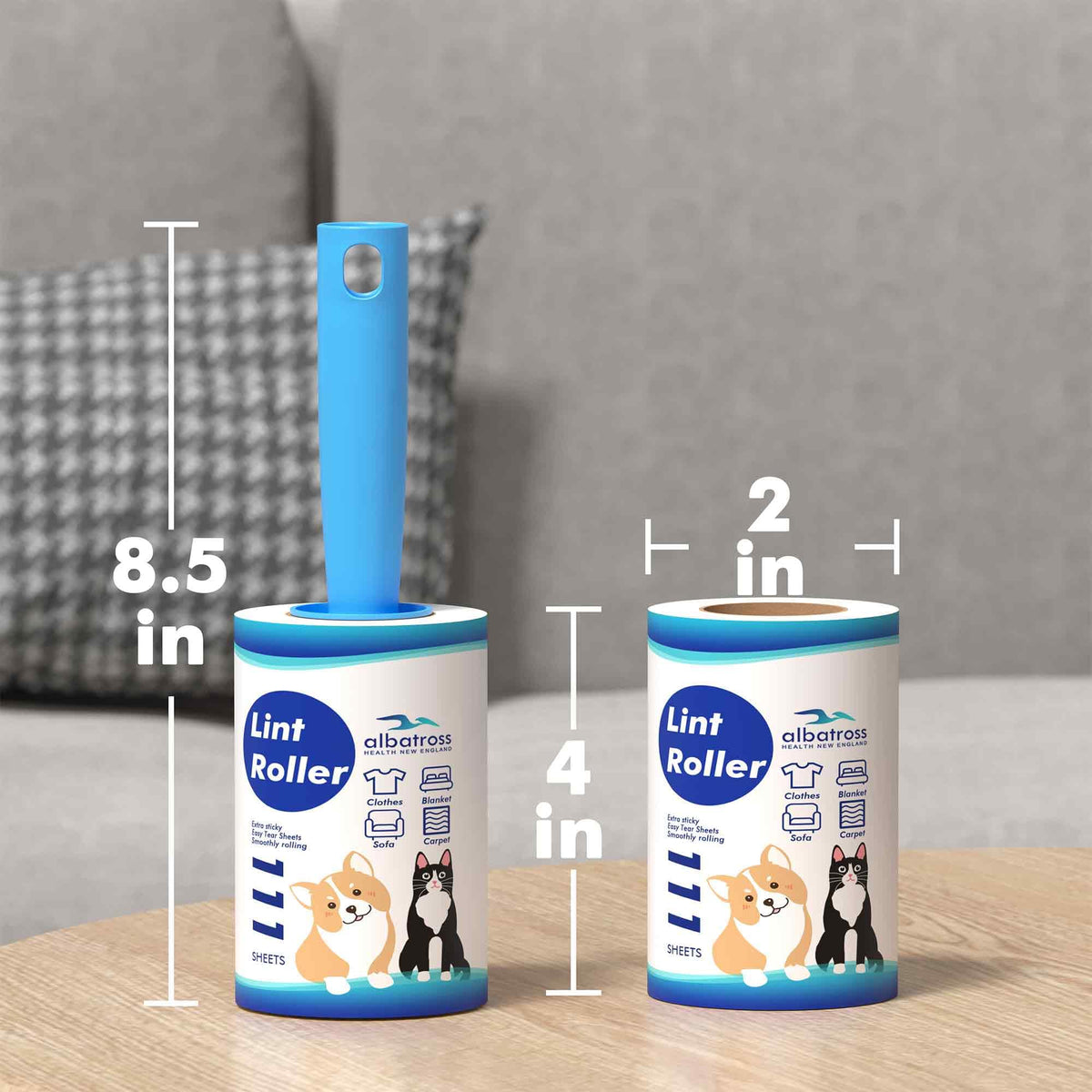 Extra Sticky Pet Hair Lint Rollers, 800 Sheets, 8 Rollers
