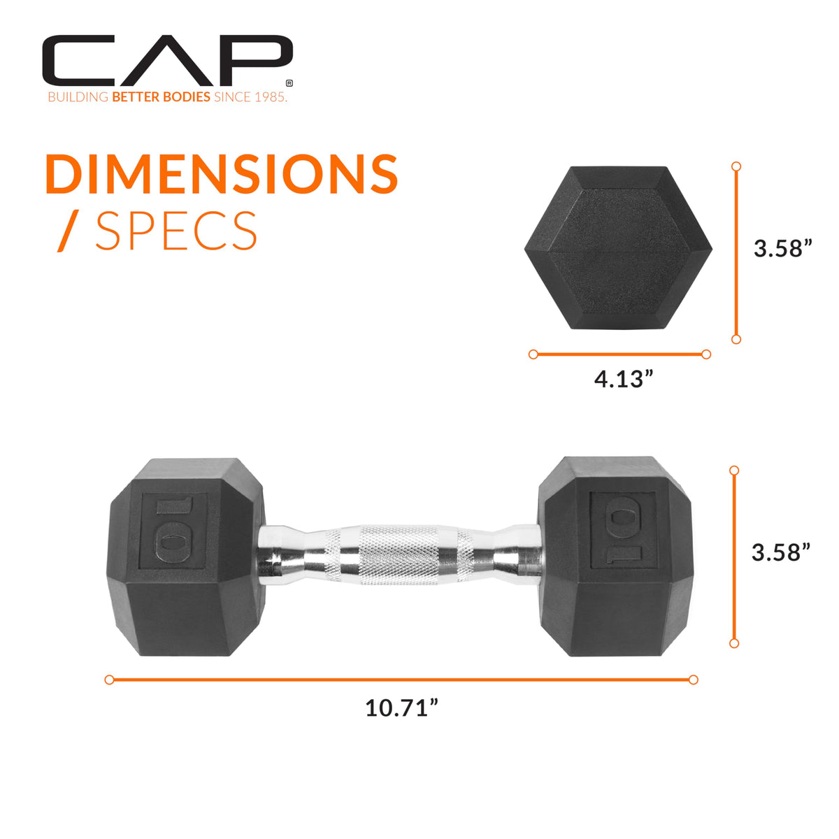 CAP Barbell 10 LB Coated Hex Dumbbell Pair