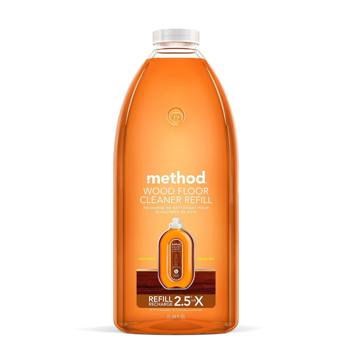 Method Hardwood Floor Cleaner Squirt + Mop Refill, Almond, 2 L
