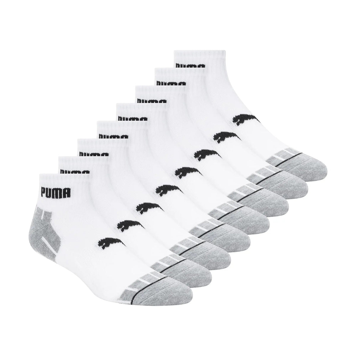 PUMA Men's Athletic Cushioned Quarter Crew Socks, 8 Pack, 10-13