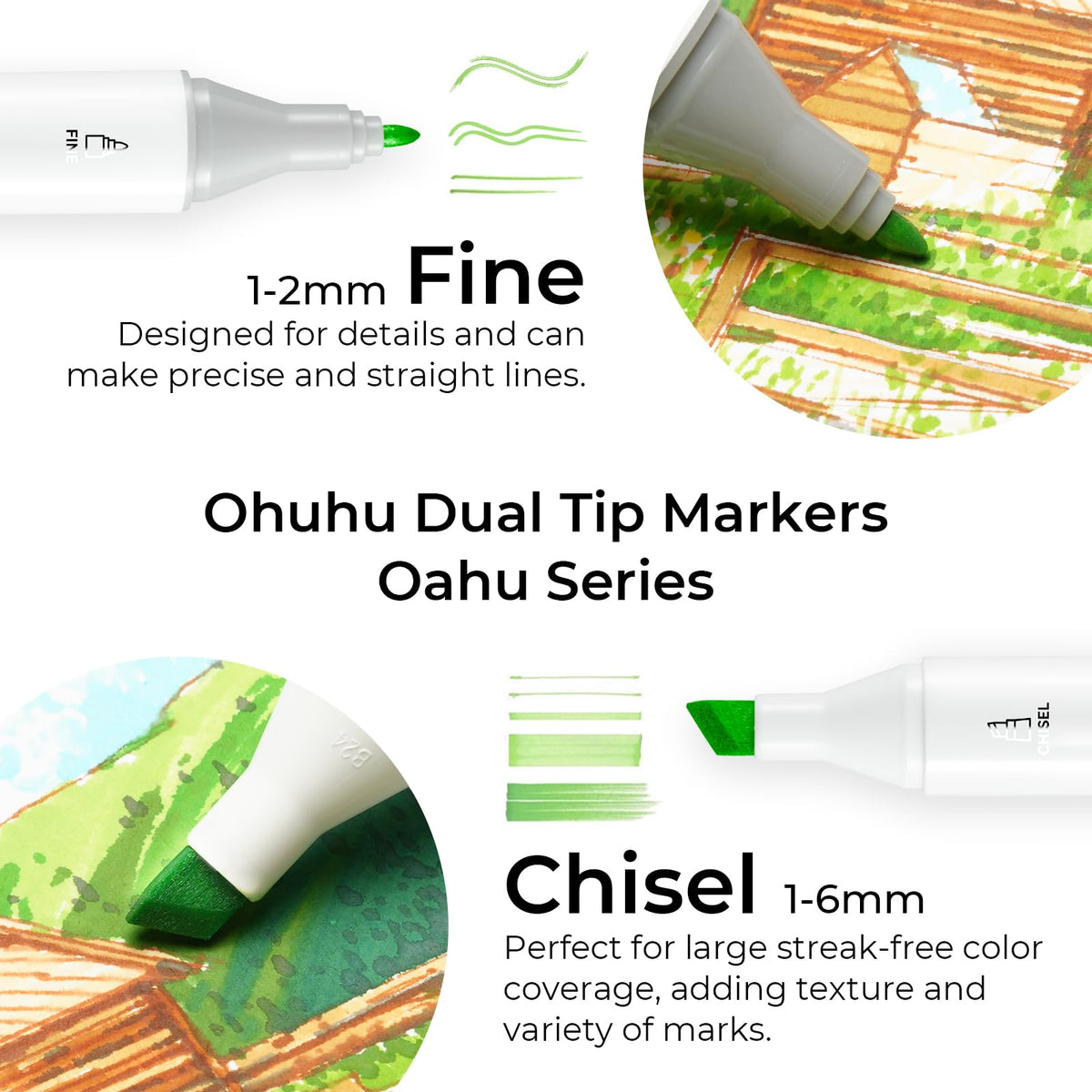 Ohuhu Oahu Dual Tip Alcohol Art Markers (40 Colours)