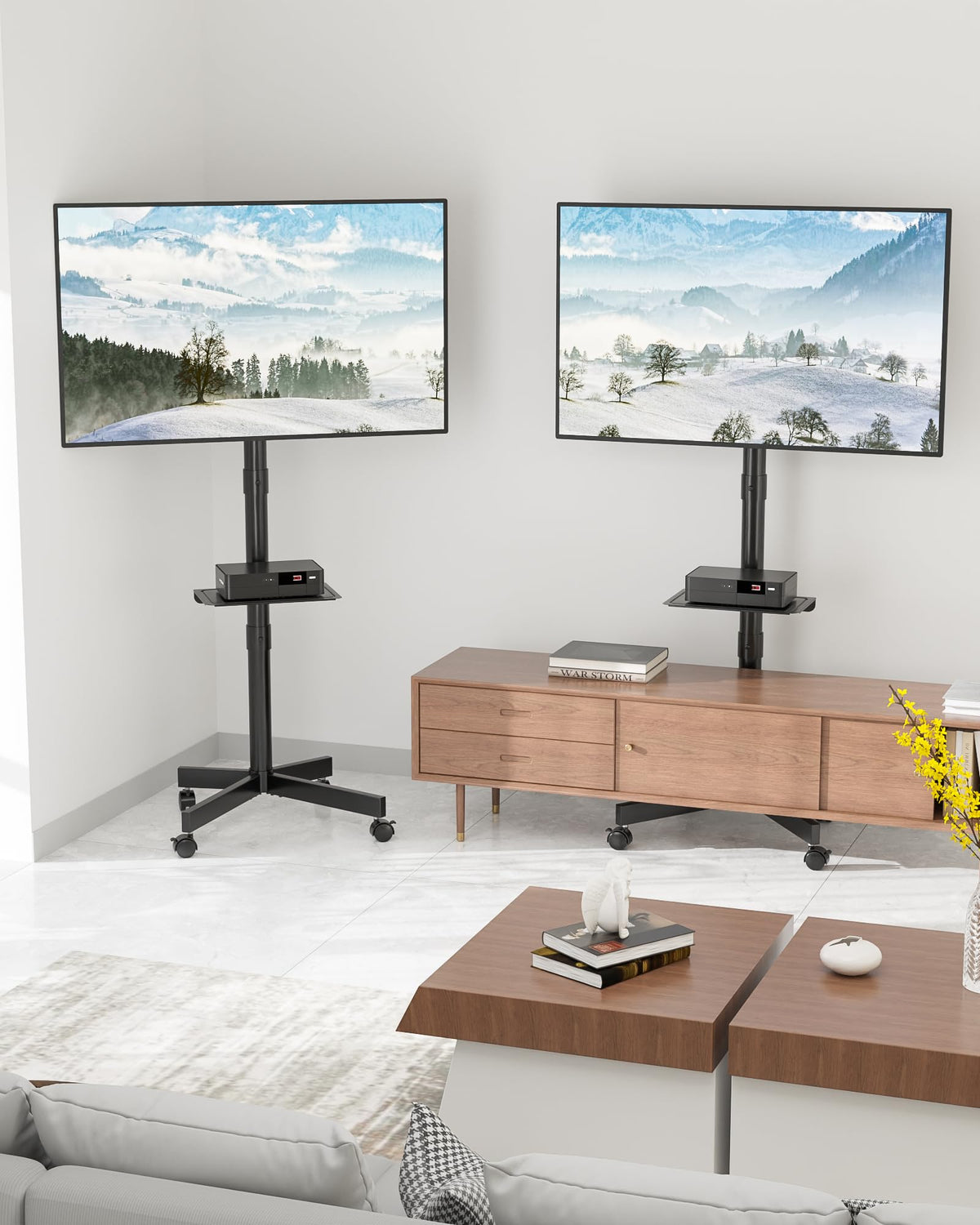 BONTEC Rolling TV Stand with Tilt for 23-60 Inch TVs, Black