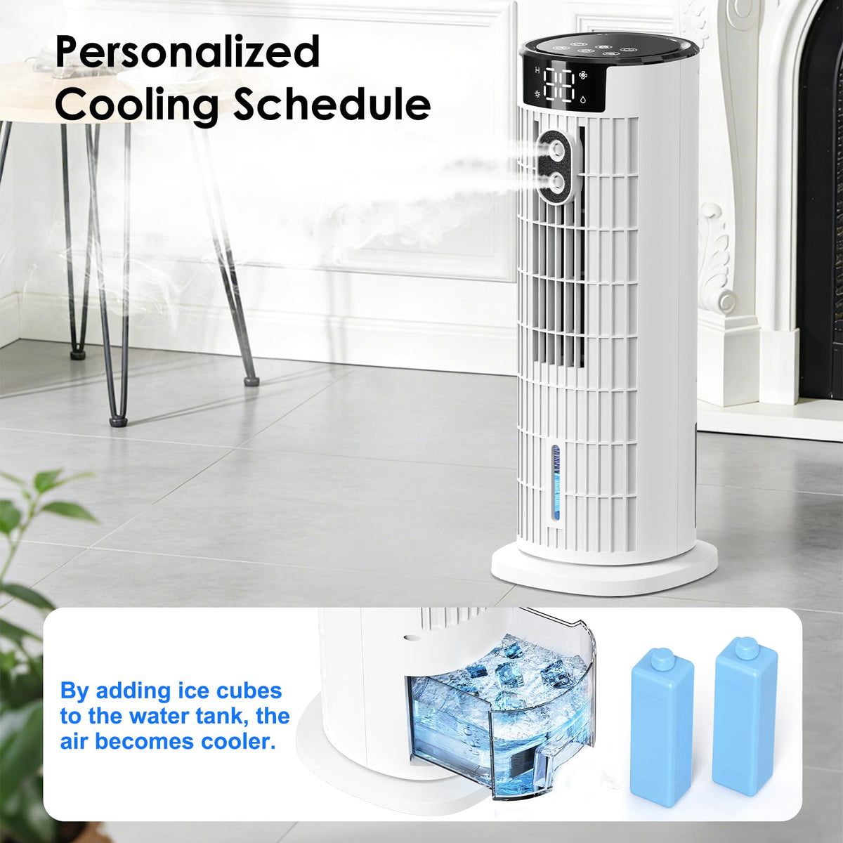 Portable Air Conditioner,1000ML Tower Fan with Remote