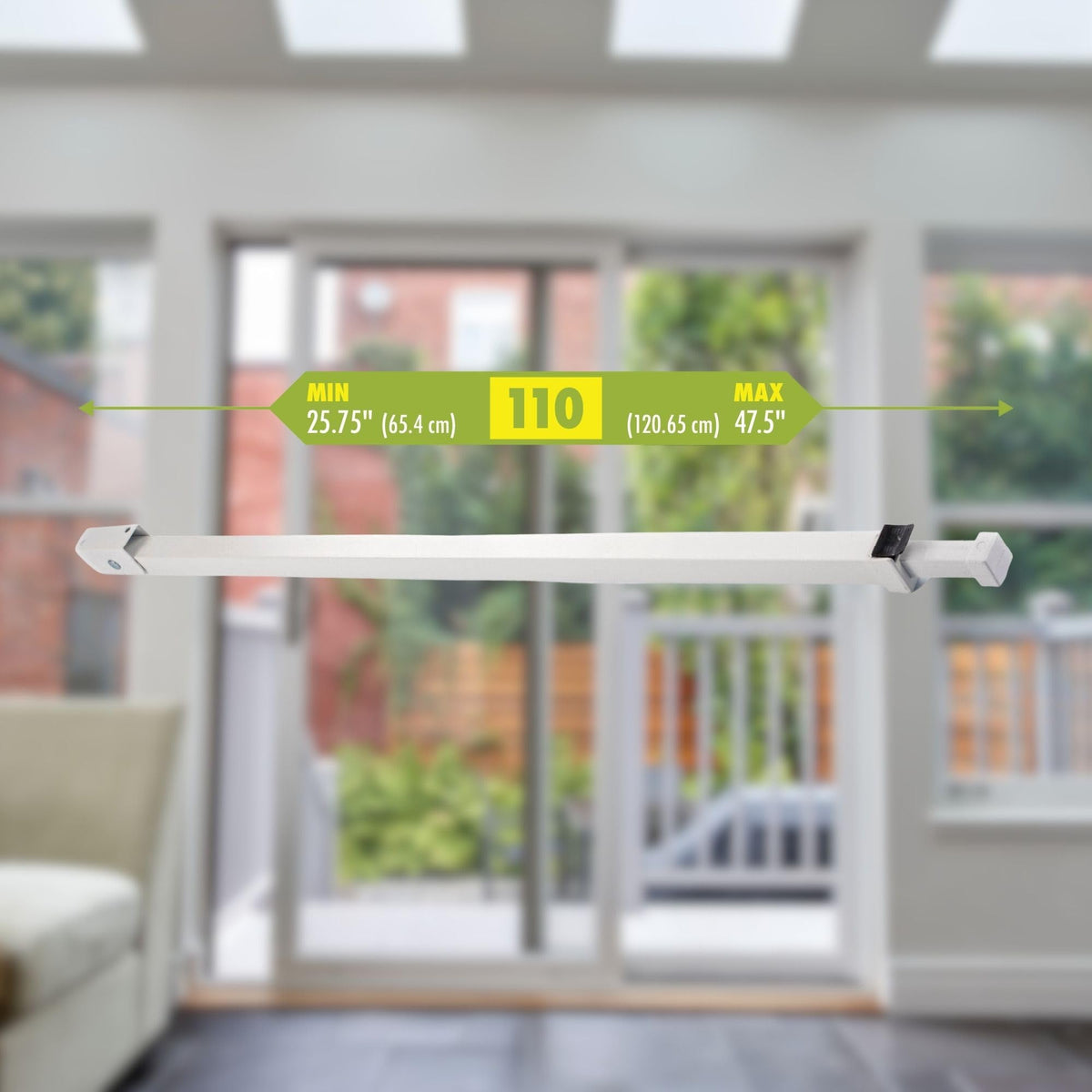Ideal Security Sliding Patio Door Security Bar, White, 25.75-47.5"