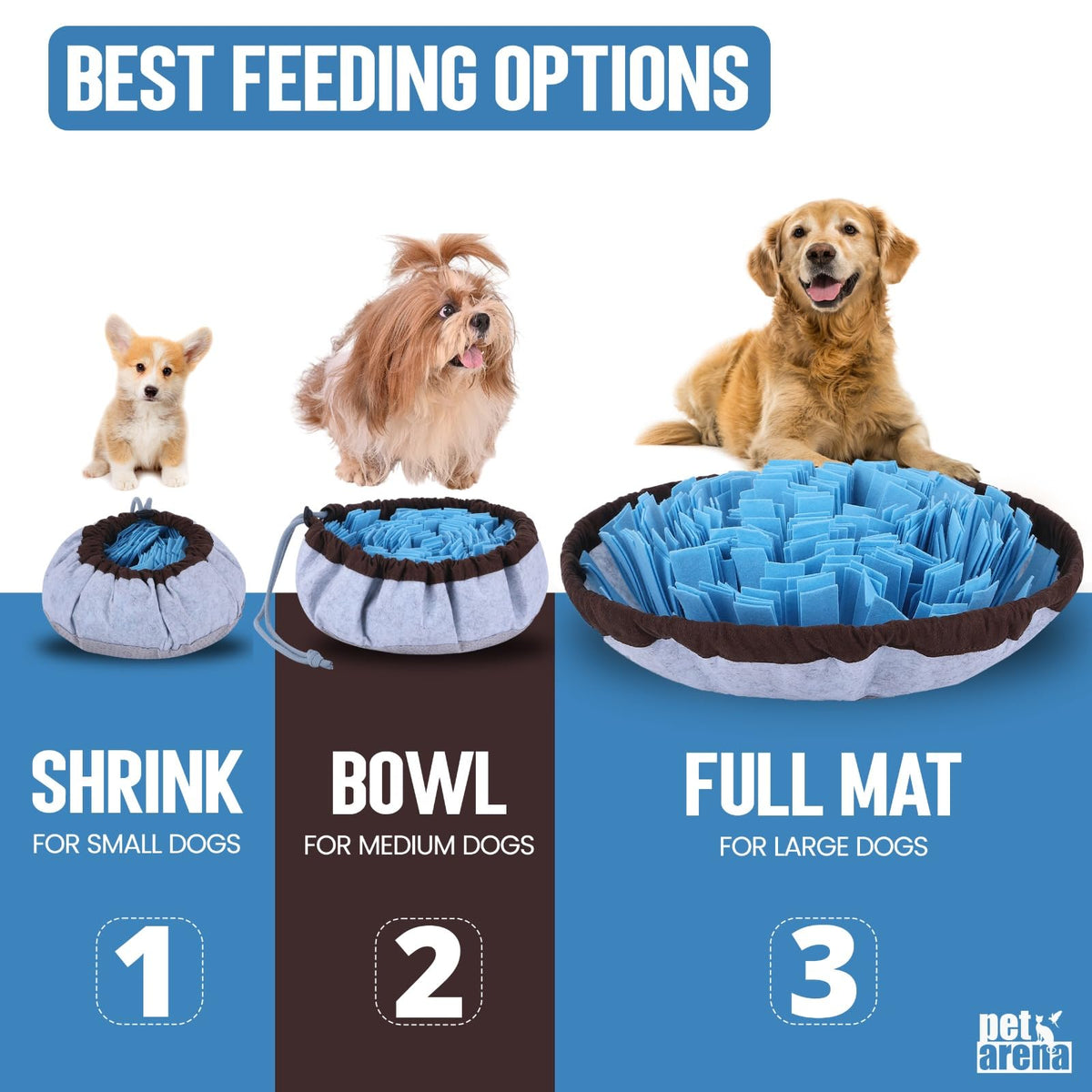 PET ARENA Adjustable Snuffle Mat for Dogs, Blue