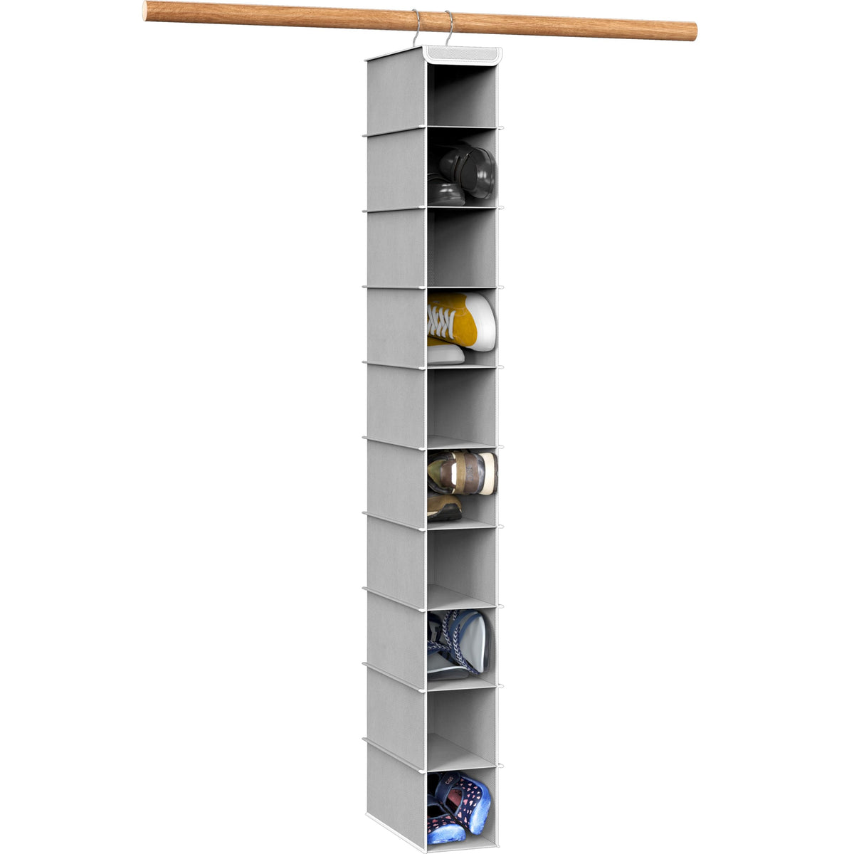 SimpleHouseware Hanging Shoe Organizer, 10 Shelves, Grey