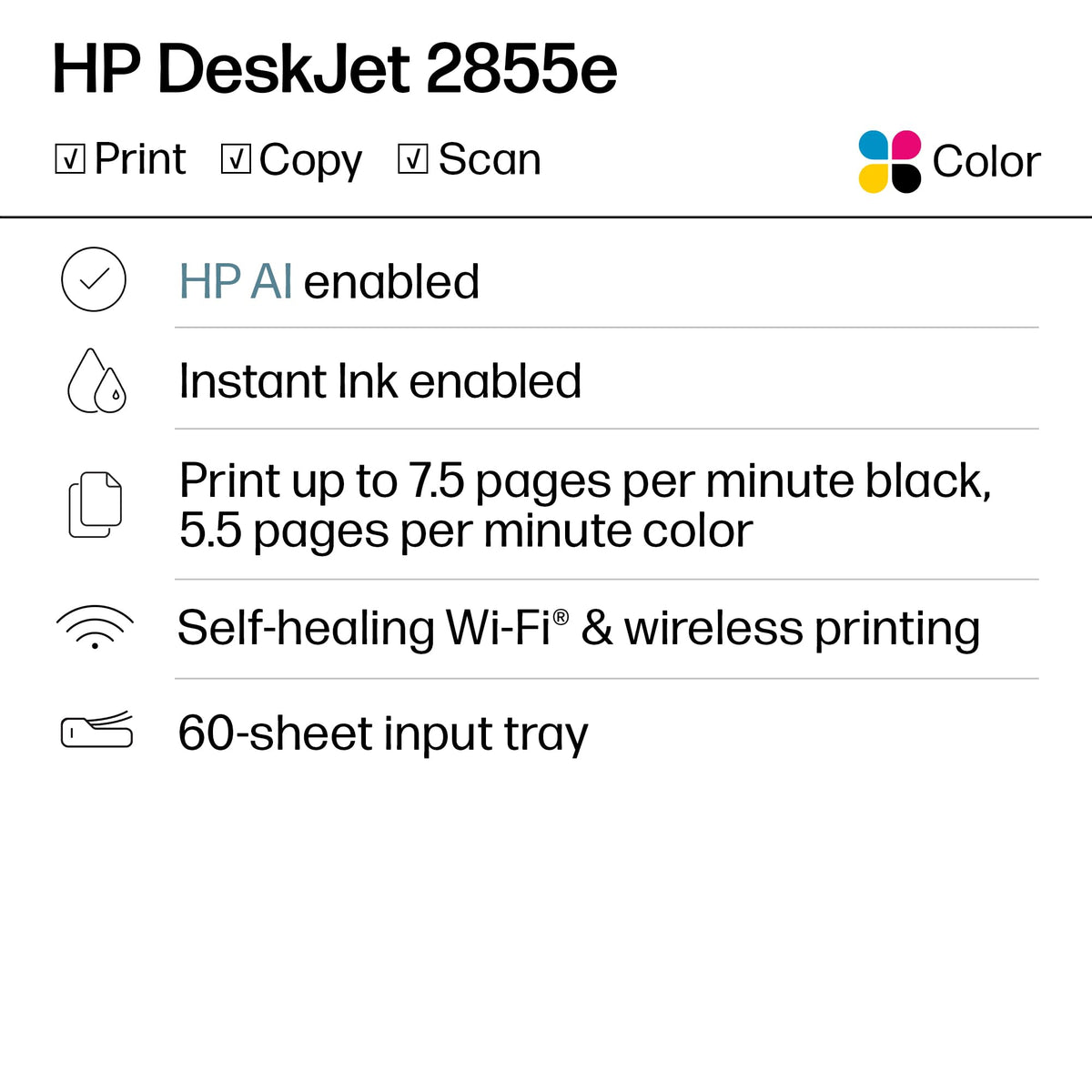 HP DeskJet 2855e Wireless All-in-One Printer
