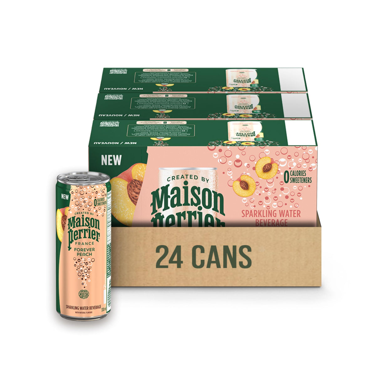 Maison Perrier Forever Peach Sparkling Water, 24 x 330 mL