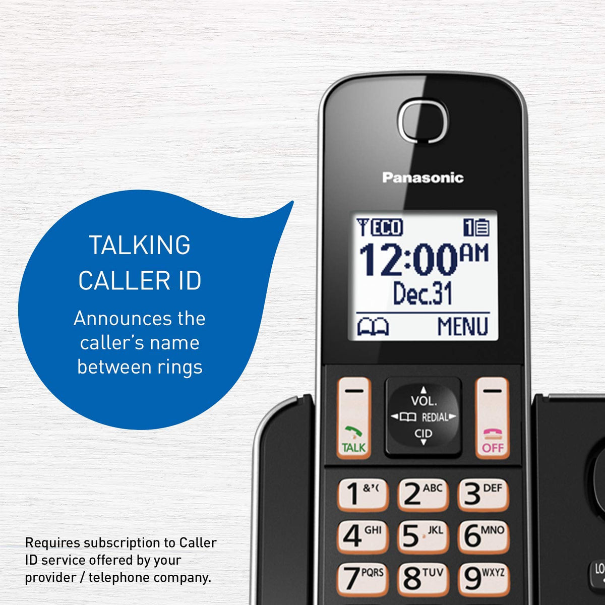 Panasonic DECT 6.0 Cordless Phone, KX-TGD392CB, 2 Handsets, Black