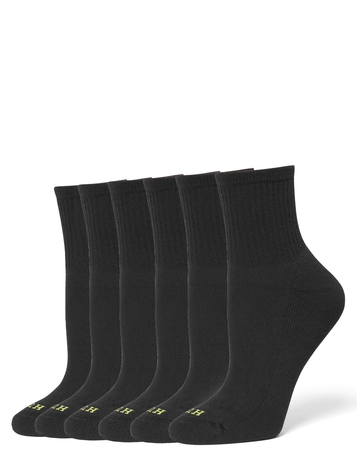 Hue Women's Mini Crew Socks, Black, One Size, 6 Pair Pack