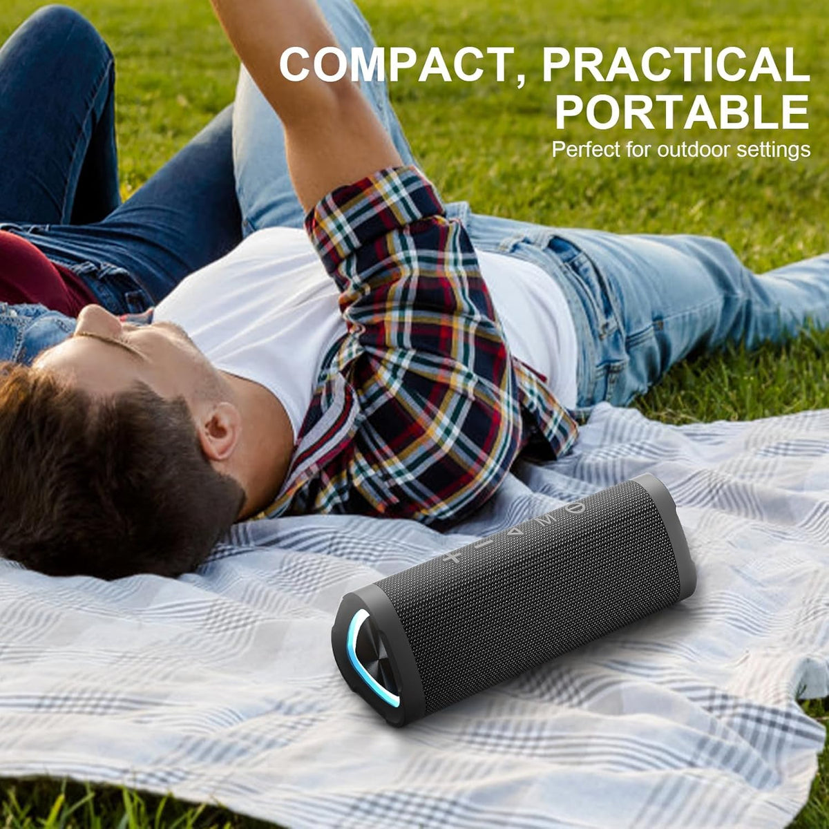 Vanzon V40 Portable Bluetooth Speaker with LED Lights, Black