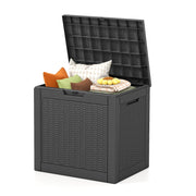 Ceecysaa Rattan-Style 30 Gallon Deck Box, Waterproof, Black