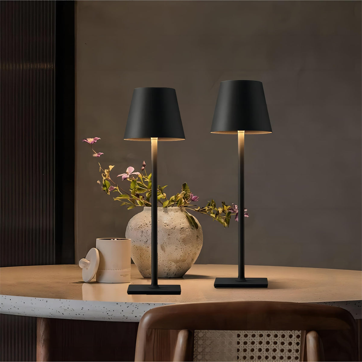 Ophouliy Cordless Rechargeable LED Table Lamps, Black (2 Pack)