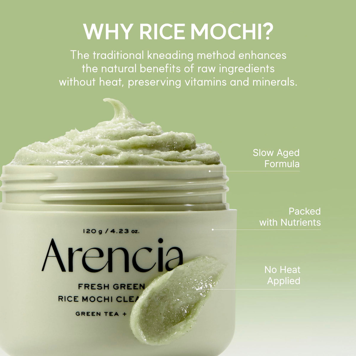 Arencia Green Rice Mochi Face Cleanser, 120 g