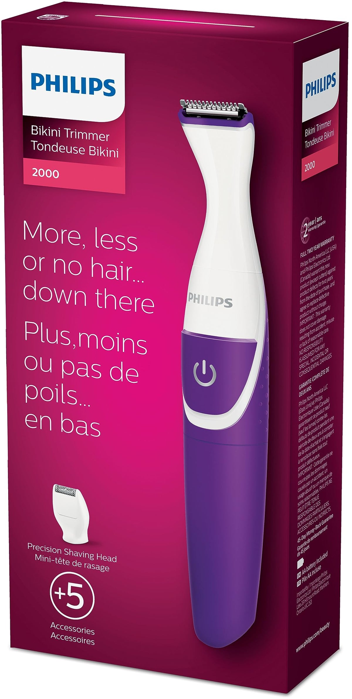Philips BikiniGenie Cordless Women's Bikini Line Trimmer, BRT383/50