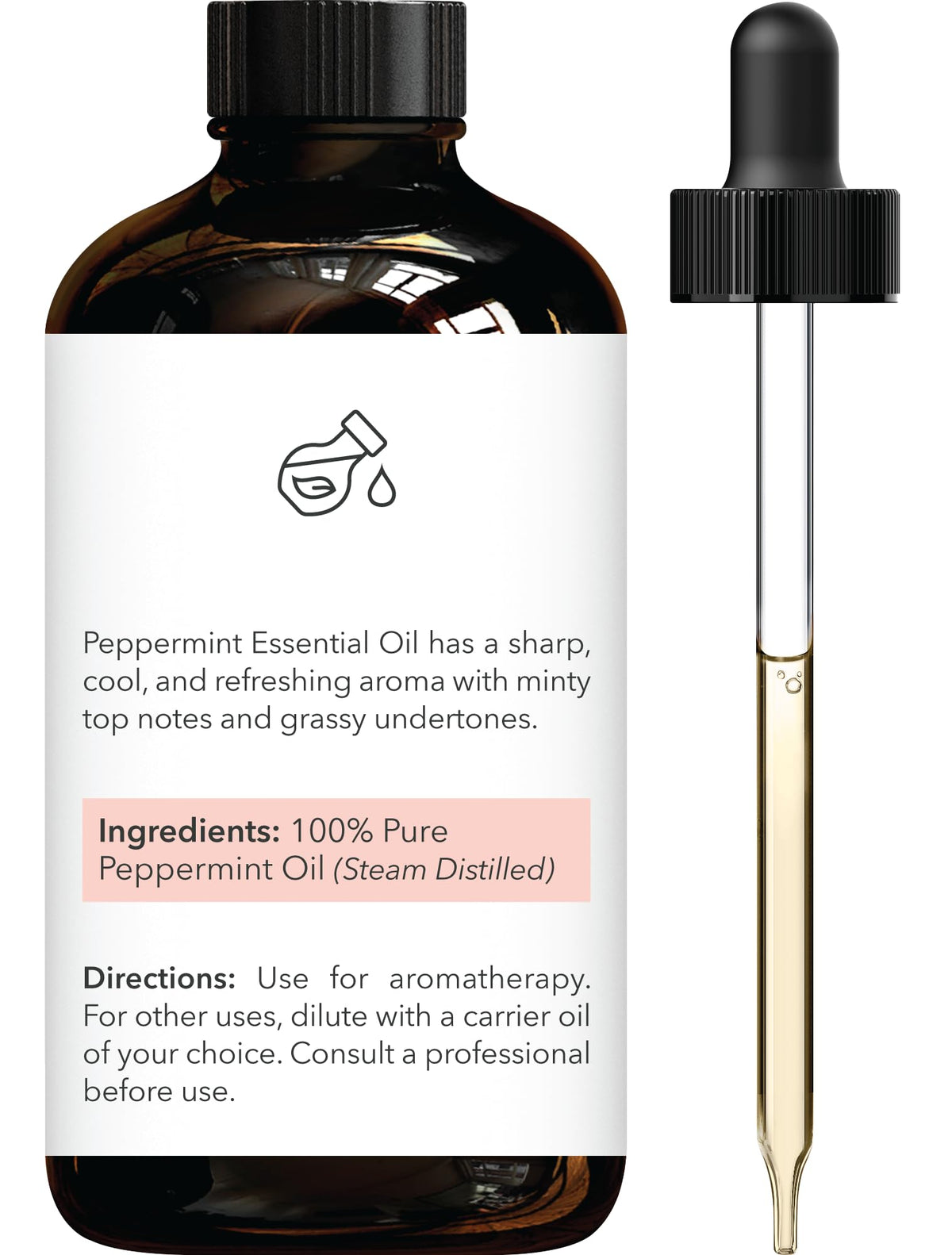 Brooklyn Botany Peppermint Essential Oil with Dropper, 118 mL