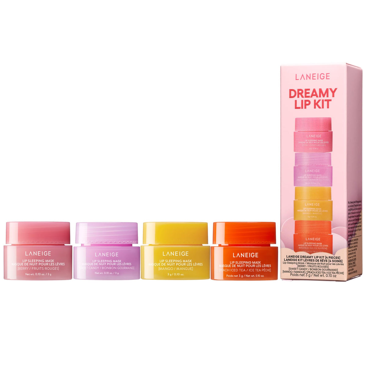 Laneige Dreamy Lip Sleeping Mask Kit, Berry, Sweet Candy, Mango, Peach
