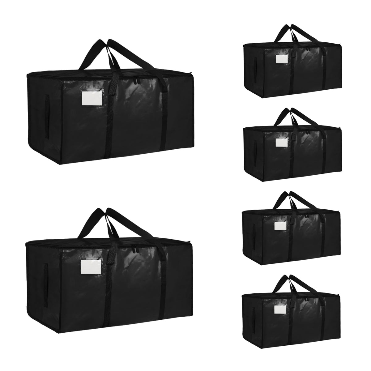 Extra Large Heavy Duty Moving Bags with Zippers, Black (6 Pack)