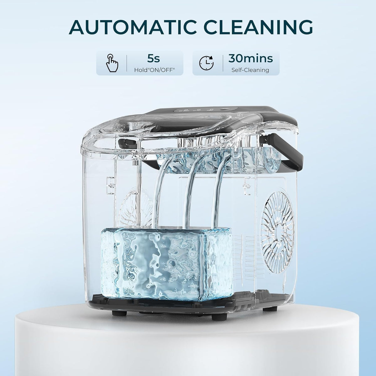EUHOMY Countertop Ice Maker with Handle, 26.4 lb Per Day, Black