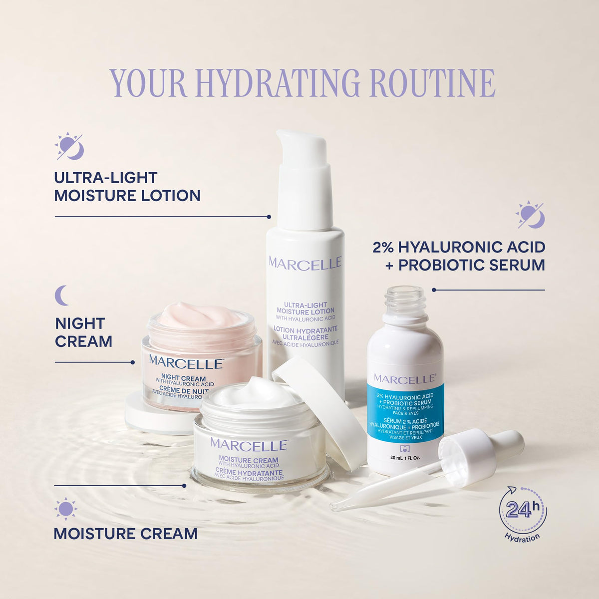 Marcelle Night Cream with Hyaluronic Acid, 50 mL