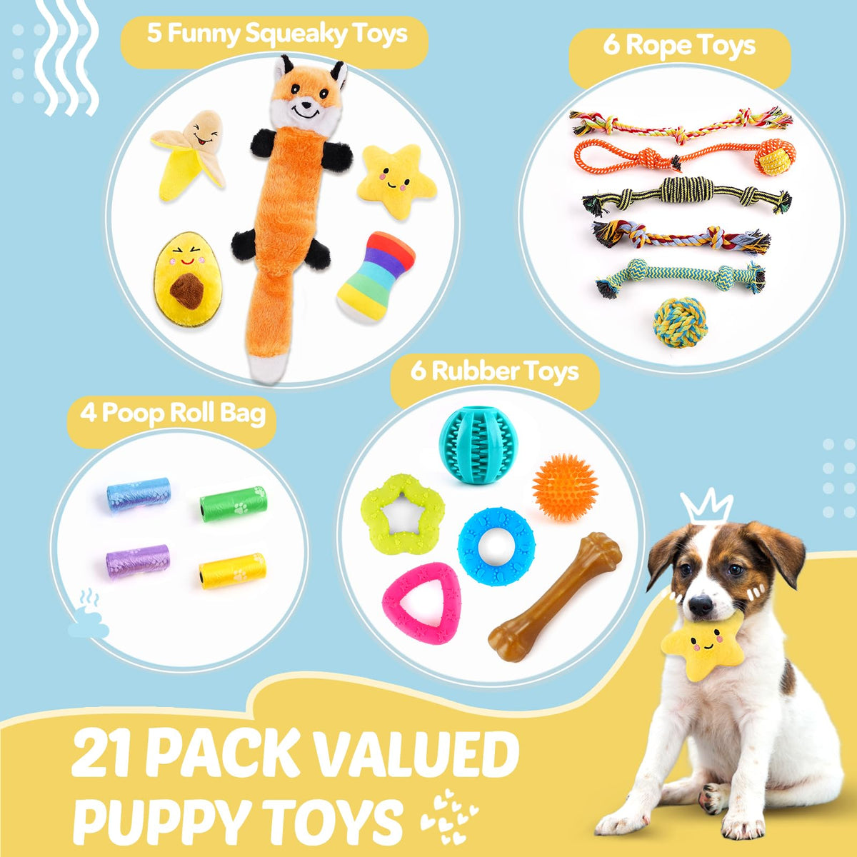 LOYEE Puppy Chew Toy Set, 21 Pieces