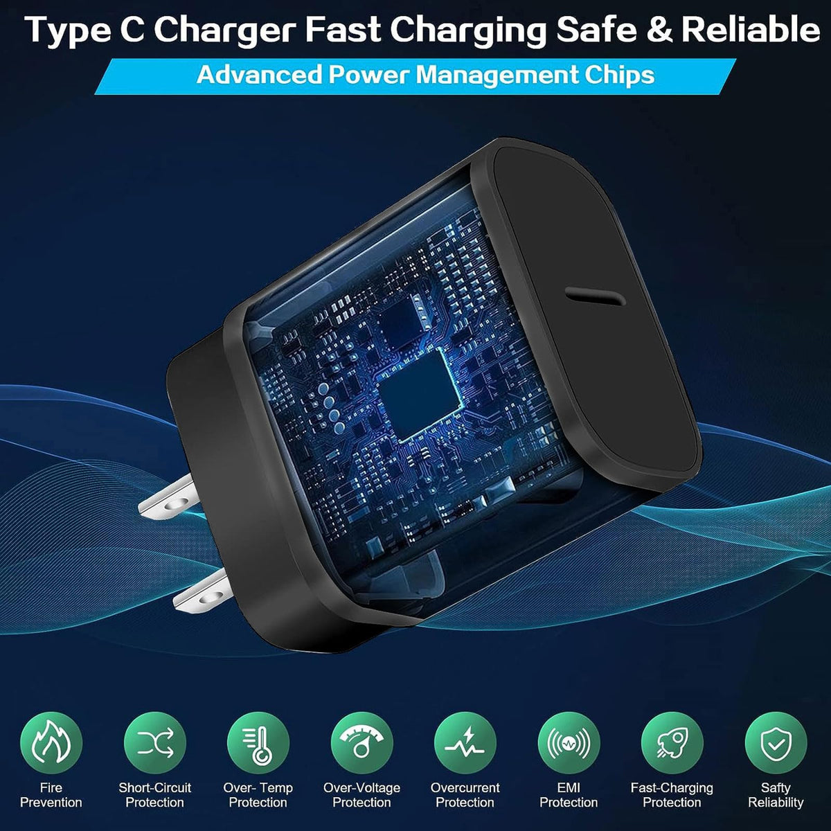 25W USB C Wall Charger Fast Charging for Samsung Galaxy, 2 Pack