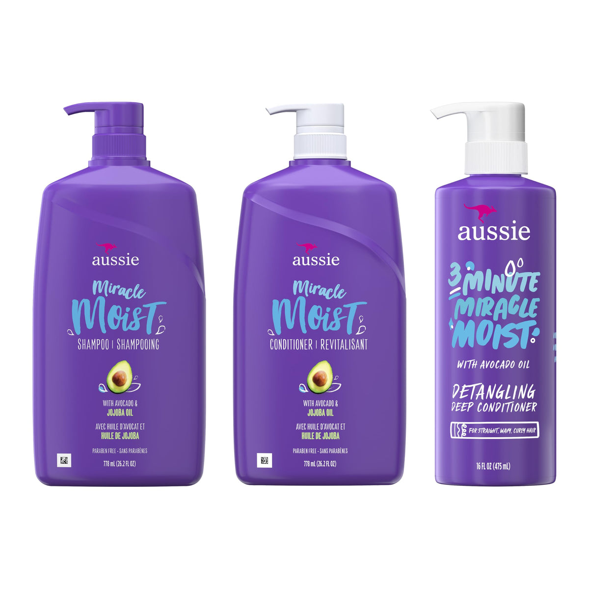 Aussie Miracle Moist Shampoo, Conditioner and Deep Treatment Set