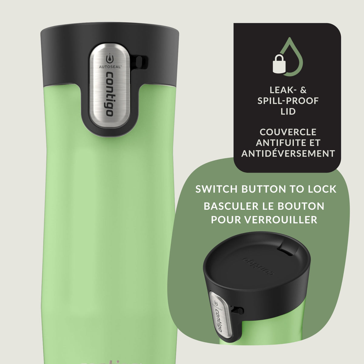 Contigo West Loop 3.0 Stainless Steel Travel Mug, 16oz, Cucumber