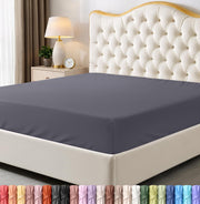 Utopia Bedding Brushed Microfibre Fitted Sheet, Queen, Grey