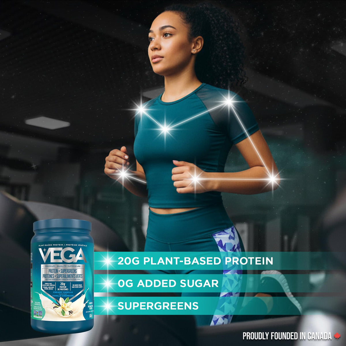 Vega Protein + Supergreens Plant-Based Protein, Vanilla, 614 g