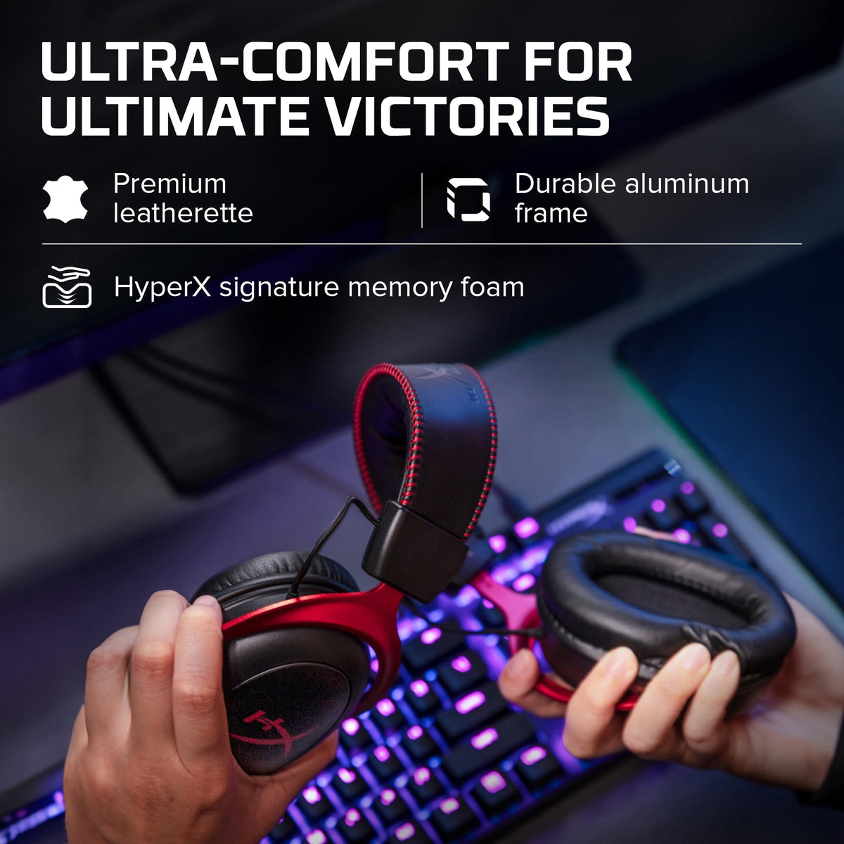 HyperX Cloud II Gaming Headset, 7.1 Surround Sound, Red