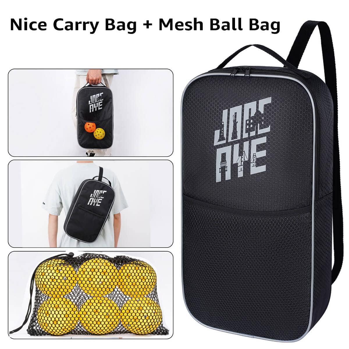 JoncAye Graphite Pickleball Paddle Set of 2 with Balls & Bag