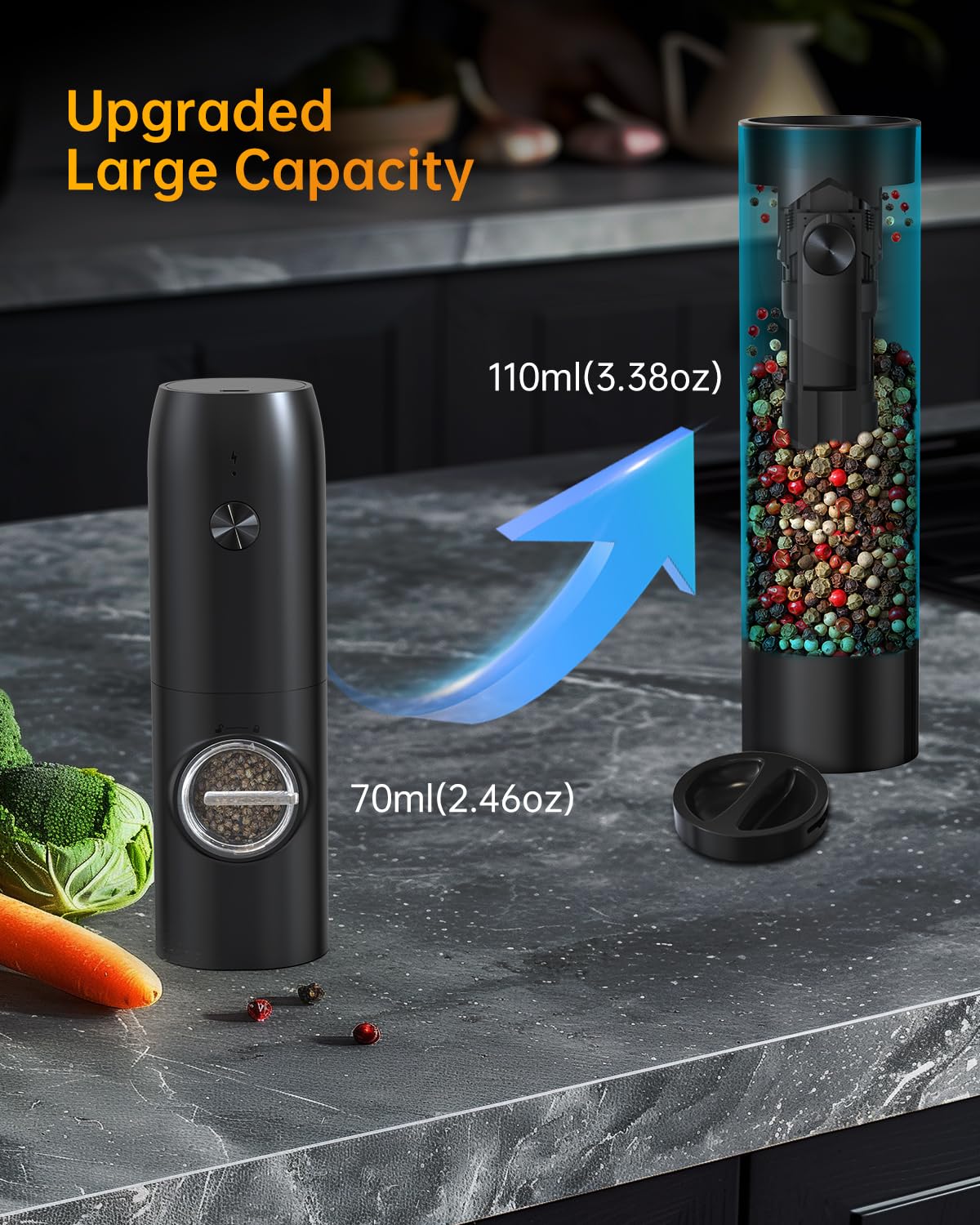 Circle Joy Electric Salt and Pepper Grinder Set, Rechargeable